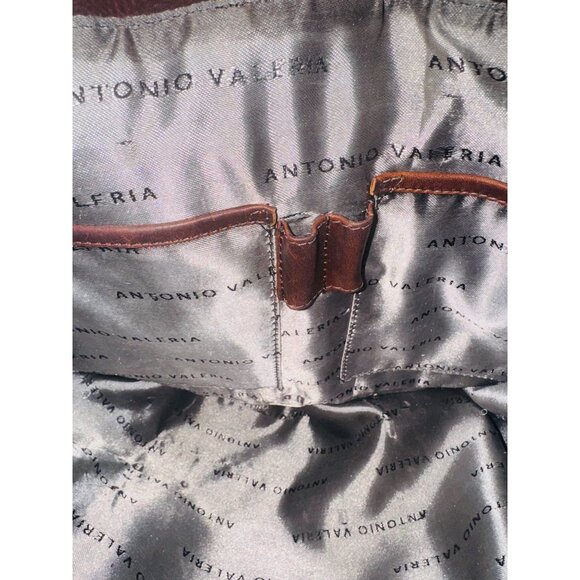 Antonio Valeria Brown Leather Tote Bag Large Computer Work Tote Bag Sustainable - Picture 6 of 9